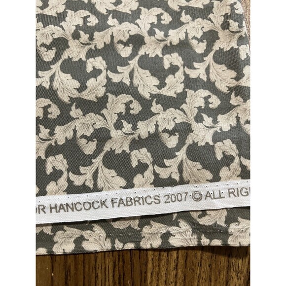 Vintage Baroque Style Fabric - 42" X 3 Yards - Mossy Green w/ Beige Filigree - Picture 3 of 7